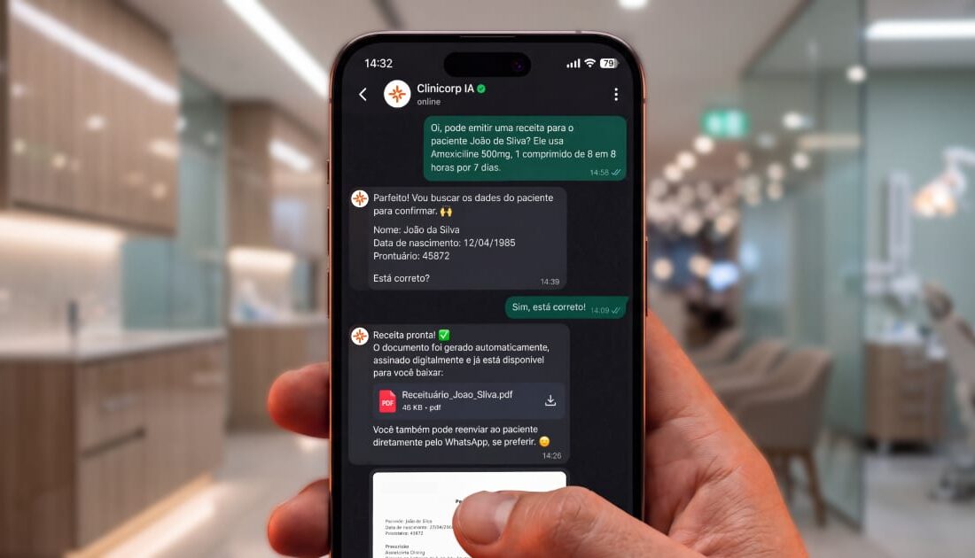 Clinicorp lança primeiro receituário odontológico via WhatsApp do Brasil com IA e assinatura digital